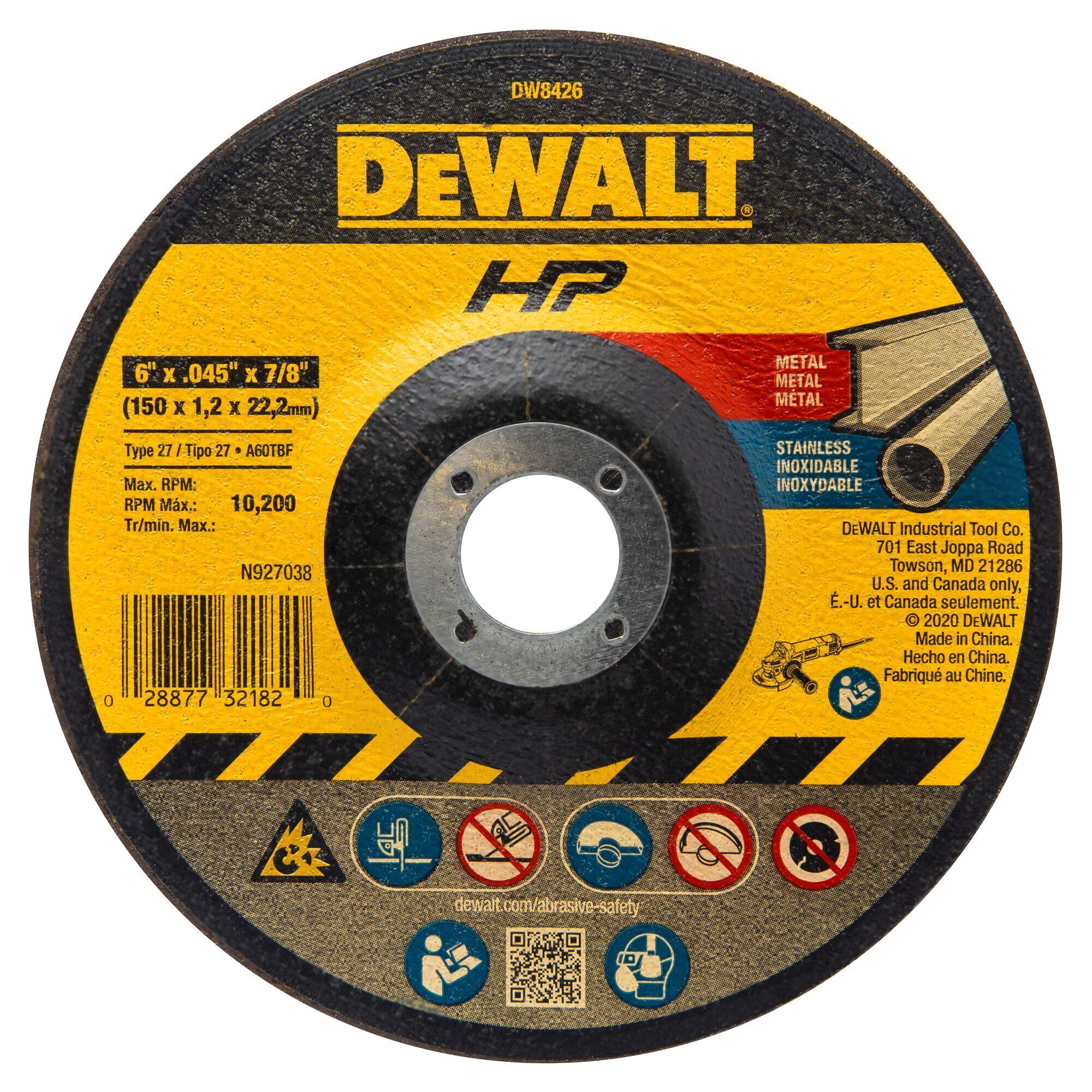 DEWALT 6-Inch By 1/16-Inch By 7/8-Inch Metal/Inox Cutting Wheel (Qty Of 1) DW8426
